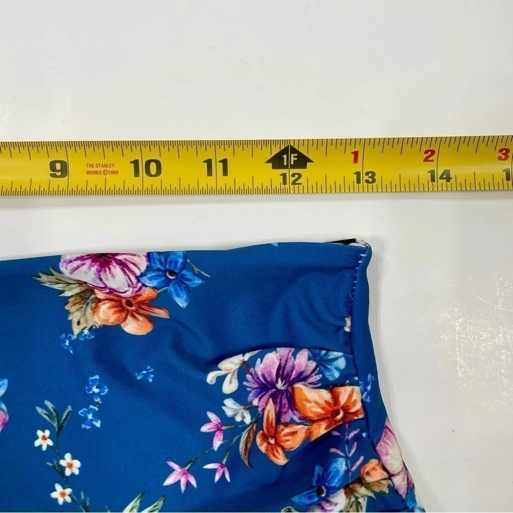 NWT Cupshe High Waisted Floral Bikini Bottoms Size M Blue